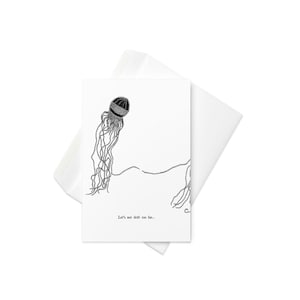 Carte Farewell Or Miss You - Seule ou lot de 5/10 - Illustration de méduses « Ne driftons pas trop loin », vierge à l'intérieur