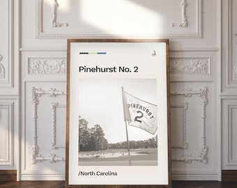Pinehurst No. 2, North Carolina Minimalist Golf Poster | Retro | Mid-century Modern | Print | Gift | Wall Art