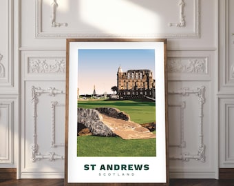 Old Course at St Andrews, Scotland | Golf | Vector | Print | Poster | Gift | Wall Art