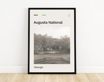 Augusta National, Georgia Minimalist Golf Poster | Retro | Mid-century Modern | Print | Gift | Wall Art