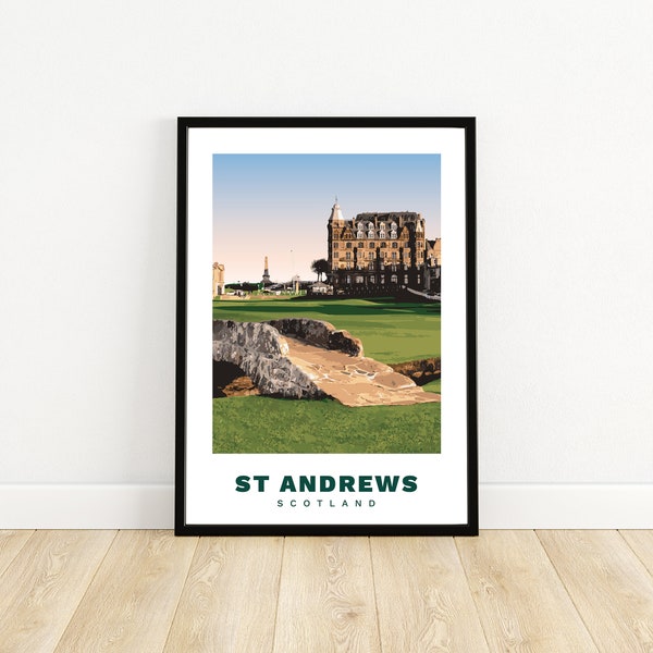 Old Course in St Andrews, Schottland | Golf | Vektor | Druck | Poster | Geschenk | Wandkunst