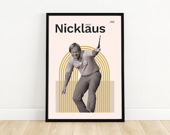 Jack Nicklaus Mid-Century Golf Poster | Golf Print | Birthday Gift | Wall Art