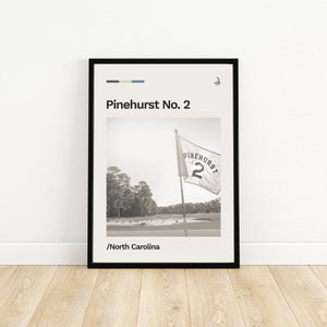 Pinehurst No. 2, North Carolina Minimalist Golf Poster | Retro | Mid-century Modern | Print | Gift | Wall Art