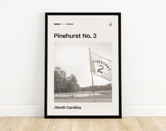 Pinehurst No. 2, North Carolina Minimalist Golf Poster | Retro | Mid-century Modern | Print | Gift | Wall Art