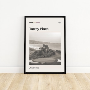 Torrey Pines, California Póster de Golf Minimalista / Retro / Mid-century Modern / Impresión / Regalo / Arte mural