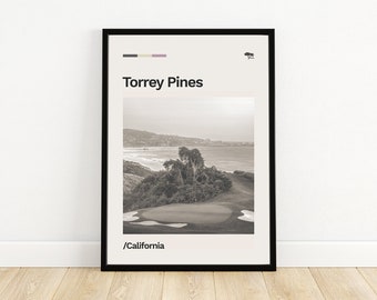 Torrey Pines, California Minimalist Golf Poster | Retro | Mid-century Modern | Print | Gift | Wall Art