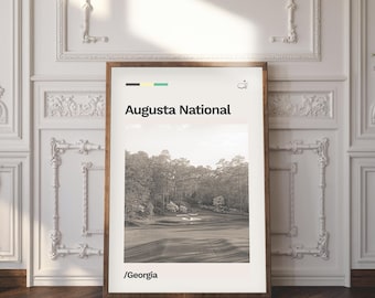 Augusta National, Georgia Minimalist Golf Poster | Retro | Mid-century Modern | Print | Gift | Wall Art