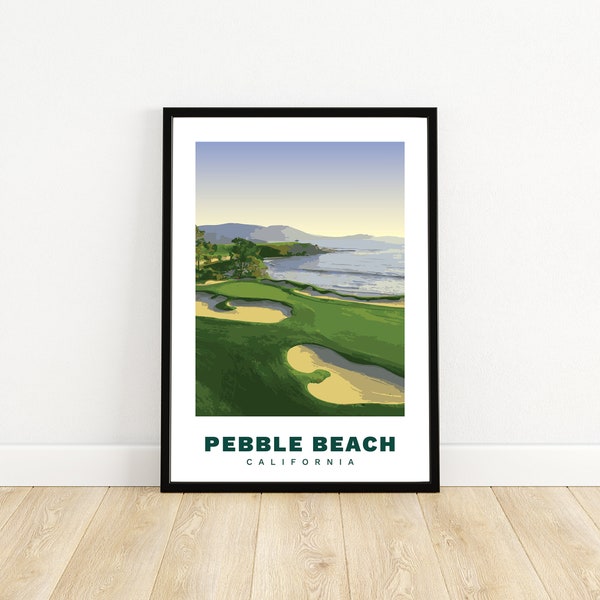 Pebble Beach Golf Links, California | Minimalistischer | Druck | Poster | Geschenk | Wandkunst