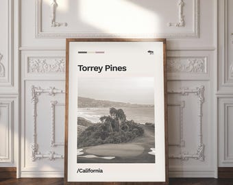 Torrey Pines, California Minimalist Golf Poster | Retro | Mid-century Modern | Print | Gift | Wall Art