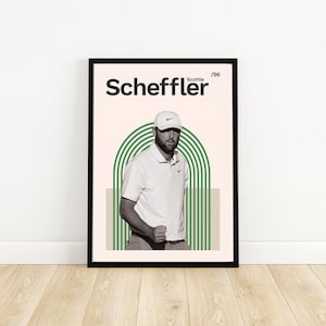 Scottie Scheffler Mid-Century Golf Poster | Golf Print | Birthday Gift | Wall Art