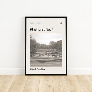 Pinehurst No. 4, North Carolina - Minimalistische golfposter | Retro | Midden van de eeuw modern | Afdrukken | Cadeau | Muurkunst