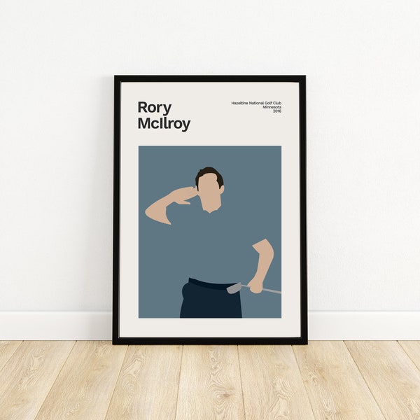 Poster de golf minimaliste Rory McIlroy Ryder Cup 2016 | Impression | Cadeau | Art mural