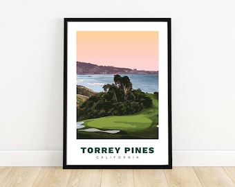 Torrey Pines, California | Golf | Vector | Print | Poster | Gift | Wall Art
