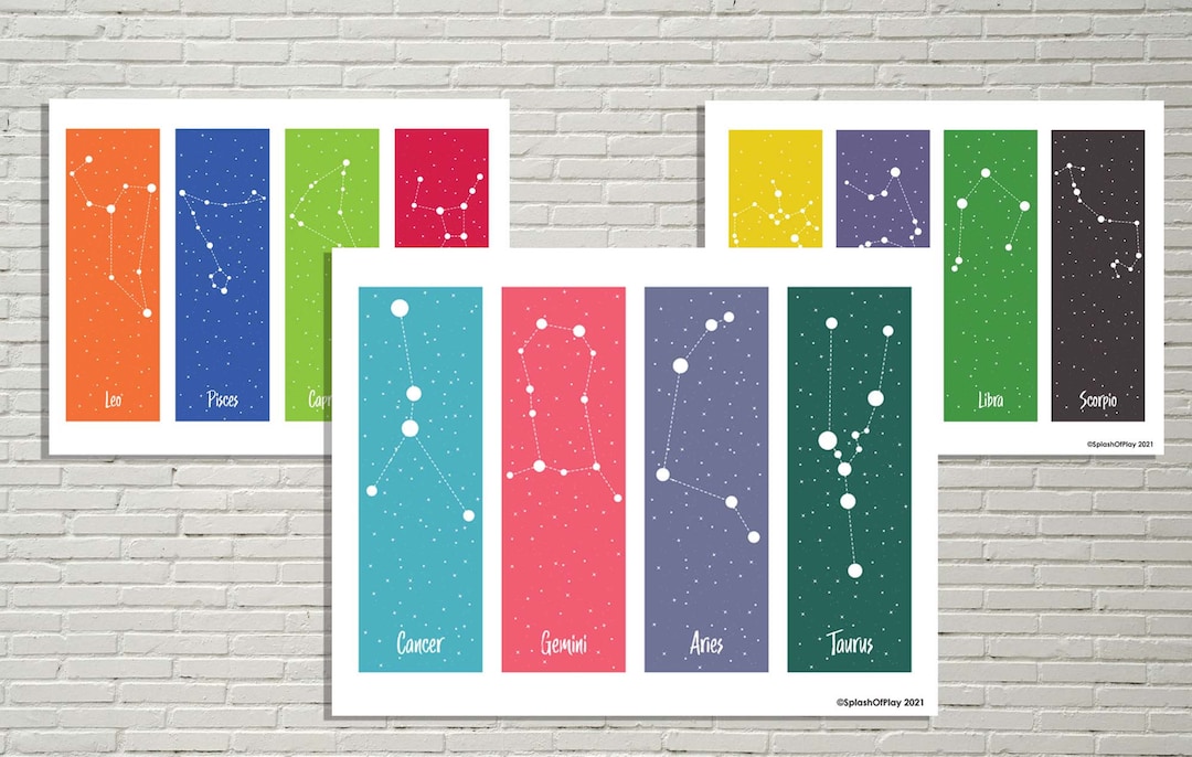 Printable Bookmark Set Zodiac Constellation Bookmarks Set - Etsy