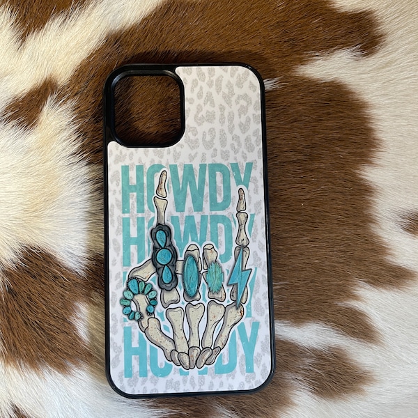 Turquoise howdy cheetah print / iPhone case / western phone case / Western collage