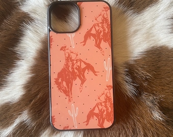 Bronc Riding Horse & Cactus iPhone Case, Western Collage Design