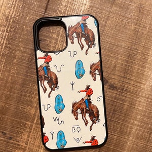 Bronc and Turquoise western collage / iPhone case / western phone case / Western collage / bucking horse / Cowboy phone case