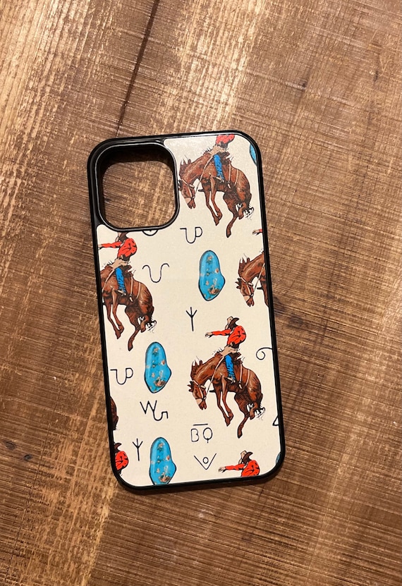 Bronc and Turquoise western collage / iPhone case / western phone case / Western collage / bucking horse / Cowboy phone case