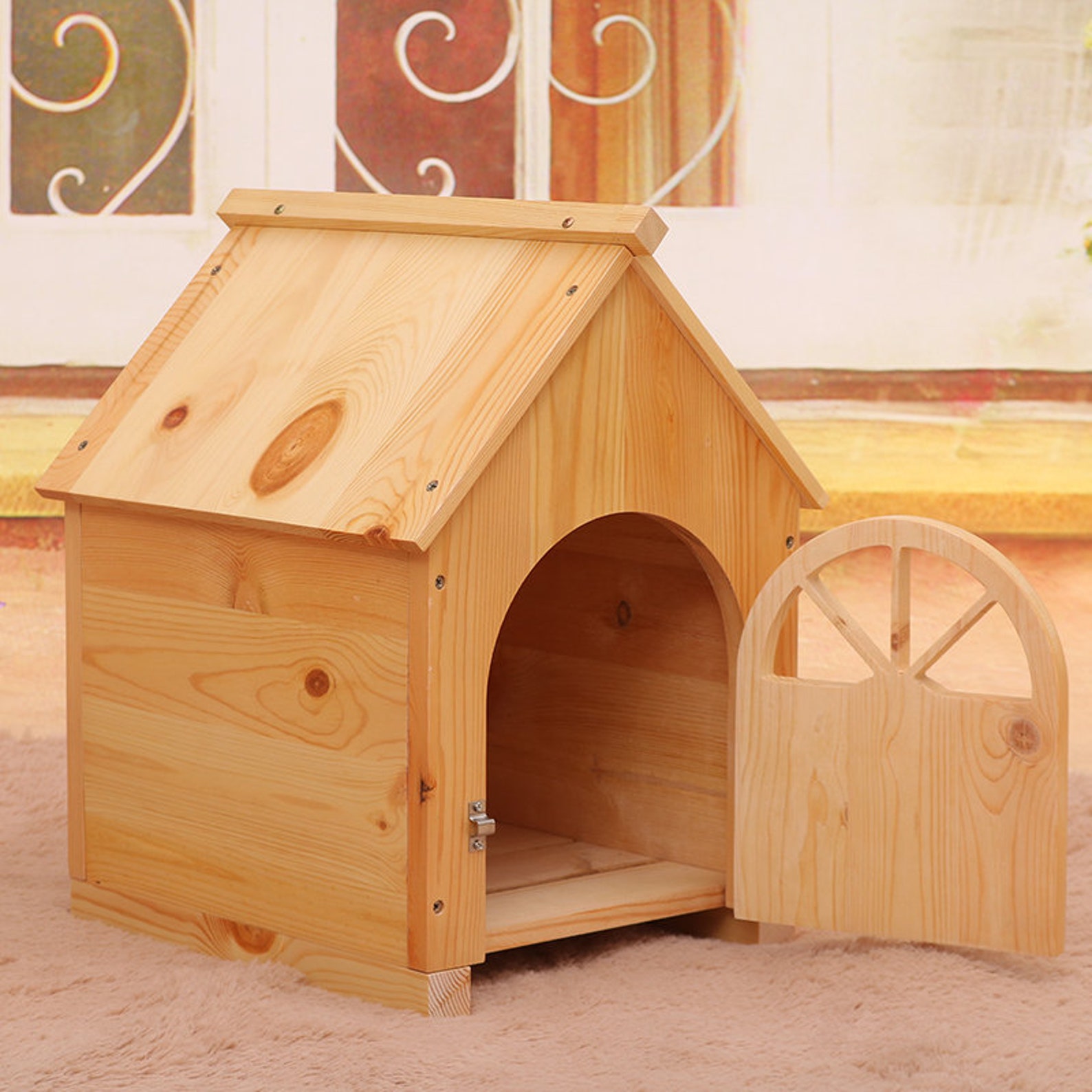 Solid Wood Kennel Cat Kennel Outdoor Small Dog House Pet Etsy UK