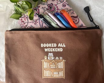 Fim de semana inteiro reservado – Estojo de lona com zíper para amantes de livros