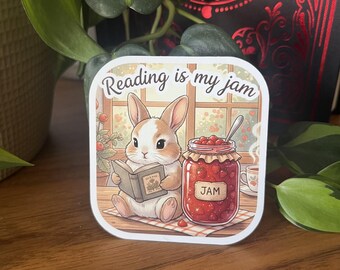 Reading Is My Jam – Bunny Book Lover Magnet