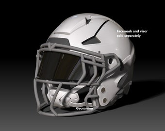 アメリカンフットボール フェイスマスク グレー NFL Riddell AXIOMヘルメット（パッド付き）3Dプリントモデル