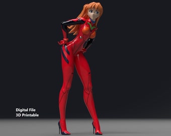 Asuka Langley in high heels 3D Printable model