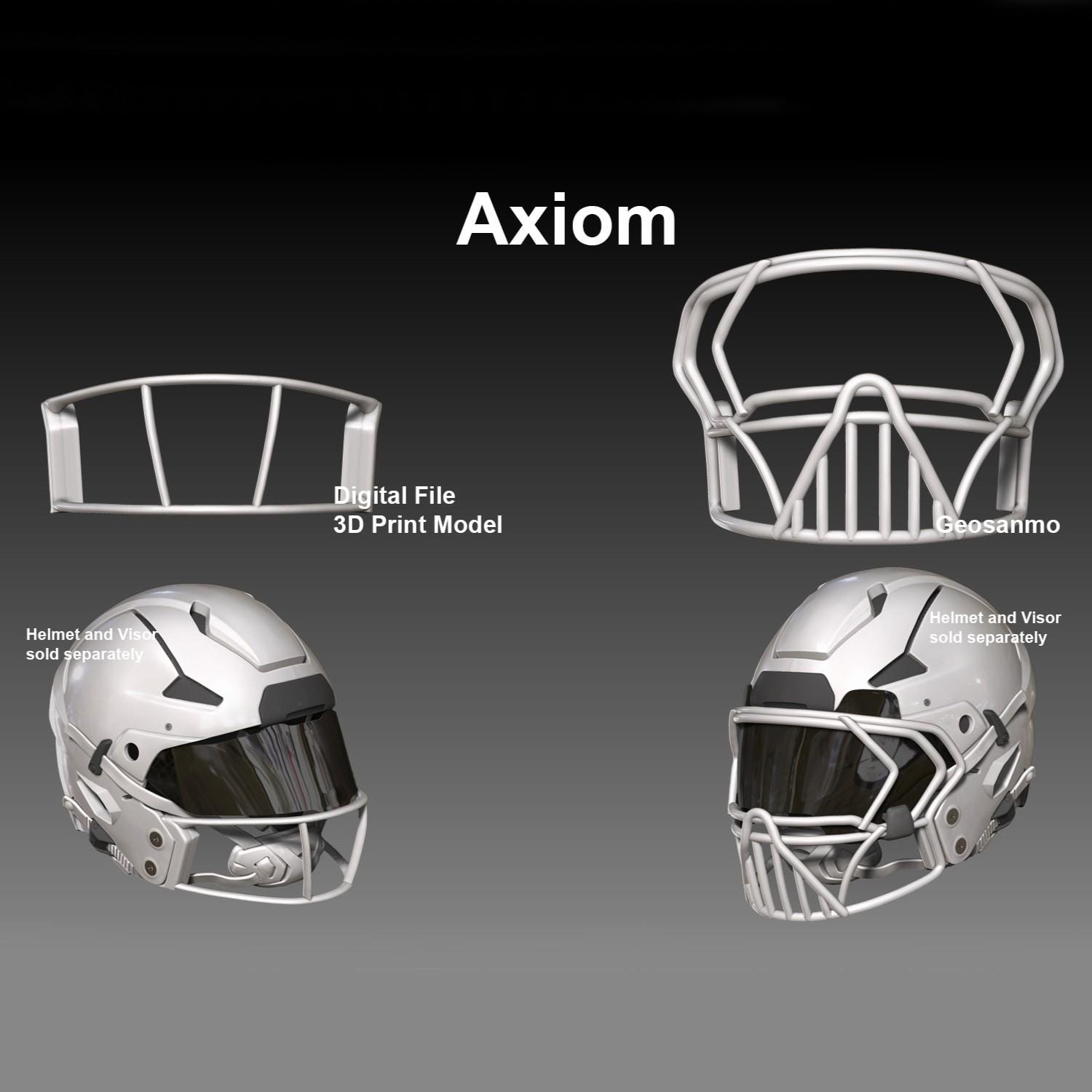 NFL Riddell AXIOMヘルメット用フェイスマスクパックVIII Geosanmo 3D