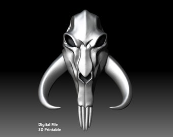 Mythosaur Skull Beskar ornament in Mandalorian grot 3D-printmodel - Digitaal bestand