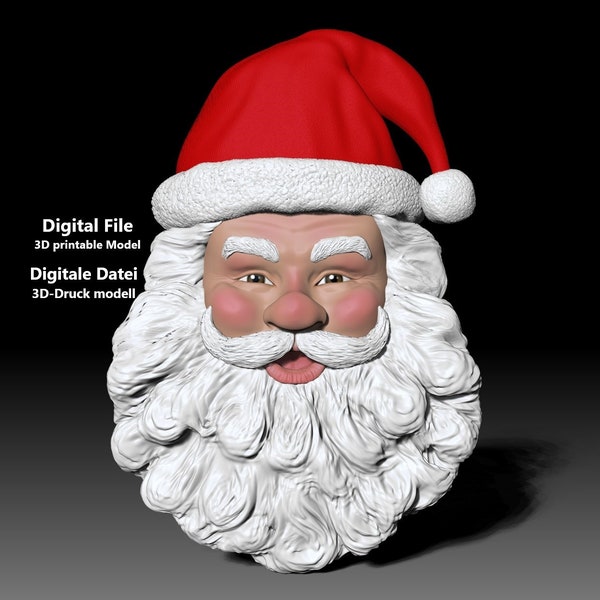 Weihnachtsmann Kopf Wanddeko Weihnachten 3D Druck Modell - Digital File