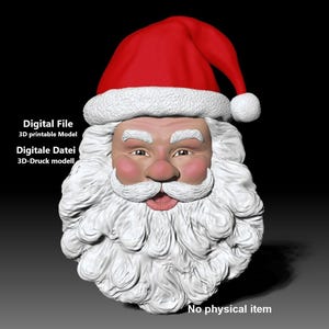 サンタクロースの頭の壁飾りクリスマス3Dプリントモデル - デジタルファイル