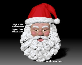 Santa Claus head wall decor Christmas 3D printable model - Digital File
