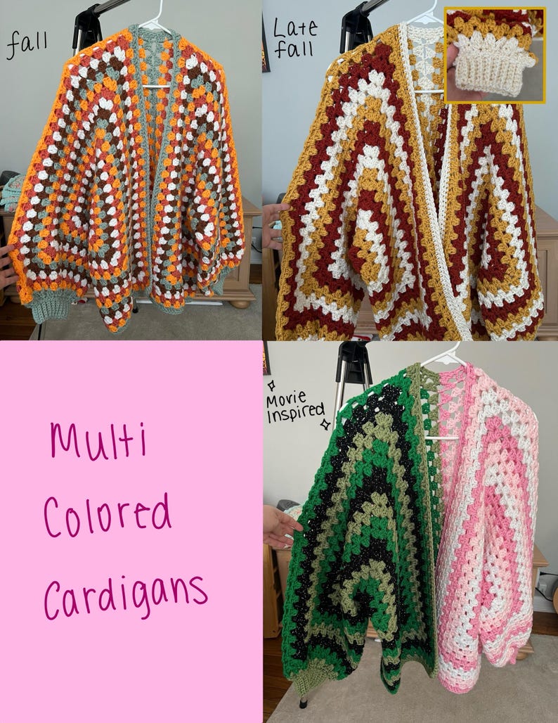 Color Cardigan Multi-colored Oversized Cardigan - Multiple Options - Etsy