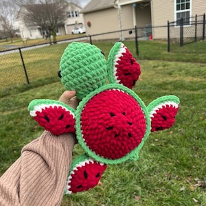 Watermelon Crochet Turtle Plushie