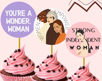 Toppers cupcake imprimés d’inspiration féminine | Étiquettes du Mois de la femme | Conceptions de beauté diverses | DIY Téléchargement instantané