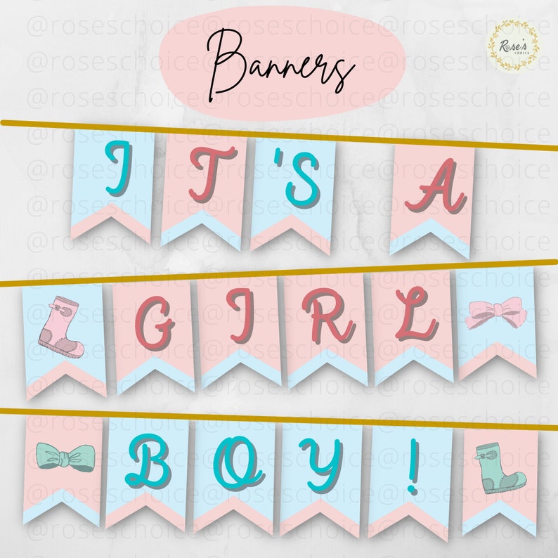 PRINTABLE Gender Reveal Cupcake Toppers and Banners DIY Etsy