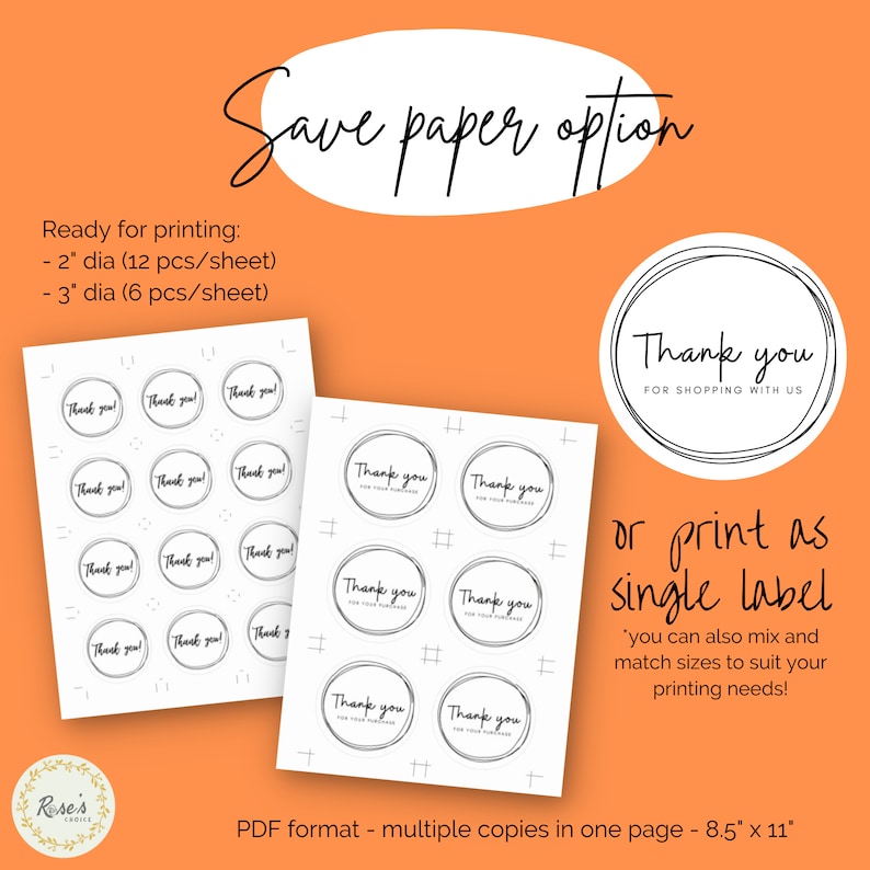 PRINTABLE Round Thank You Tags| Thank You Labels | Thank You Stickers ...