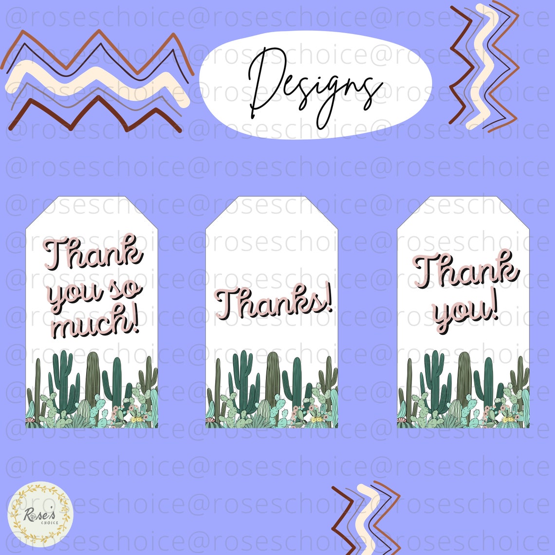 PRINTABLE Cactus Thank You Tags Thank You Labels Business Etsy