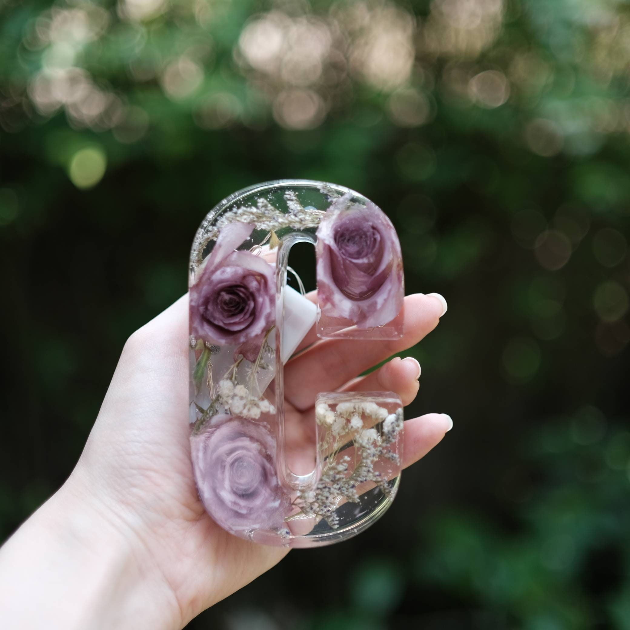 Personalized Real Dried Flower Lamp LARGE Resin Initial Light Etsy