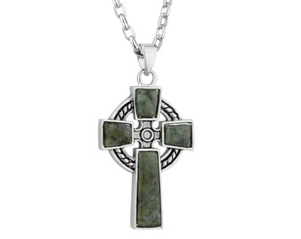Pendentif croix en marbre du Connemara