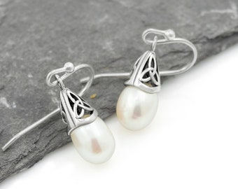 Celtic Knot Pearl Earrings