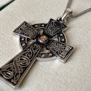 Mens Celtic Cross Necklace, Irish Cross Necklace, Silver Cross