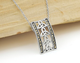 Sterling Silver Marcasite Trinity Knot Pendant