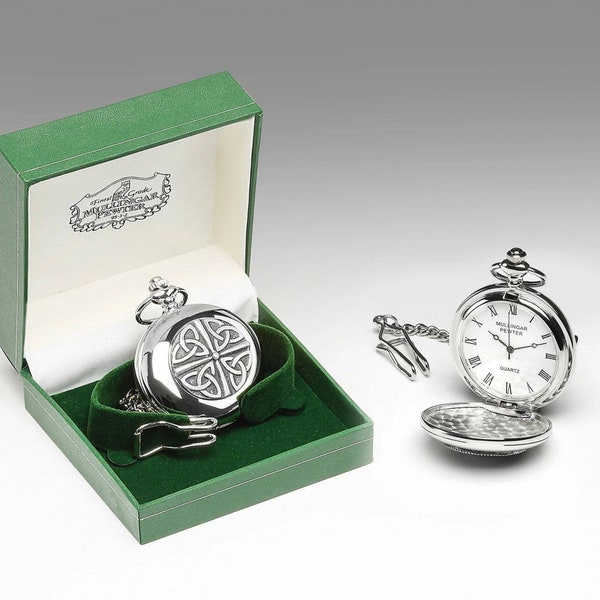 Reloj de Bolsillo Irlandés con Diseño Celta / Mullingar Pewter / Regalo Hombre