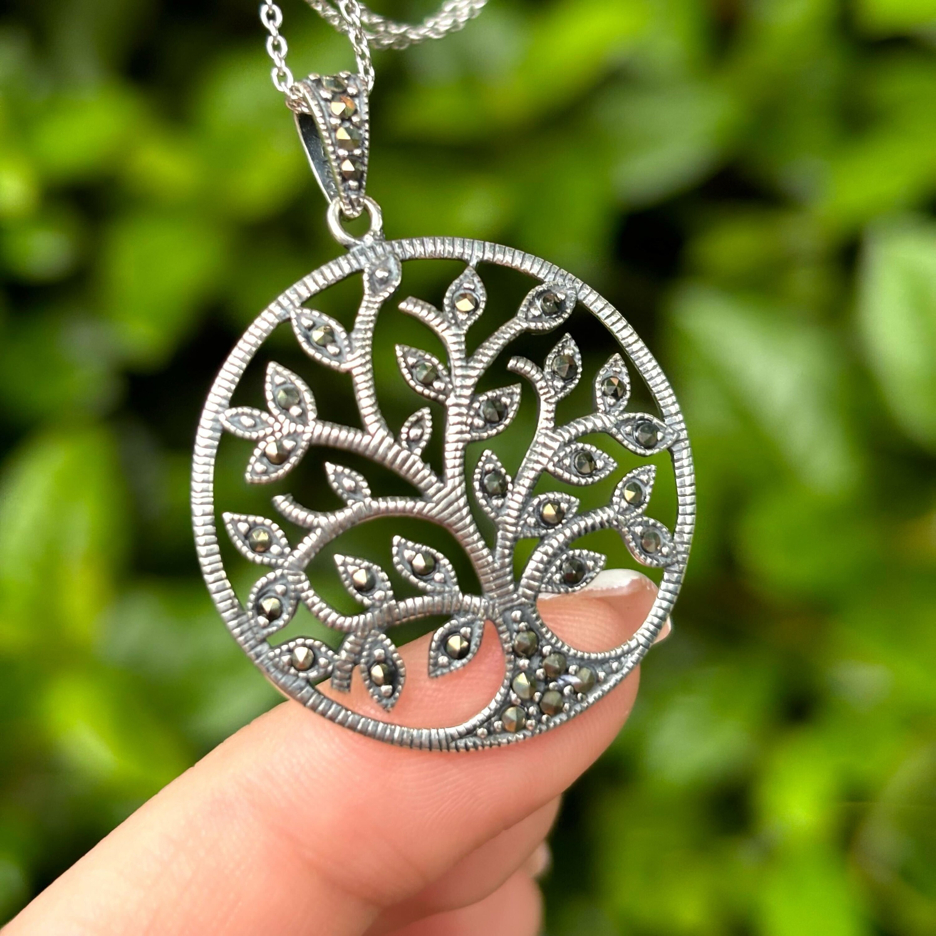 Tree Of Life Necklace with Marcasite Stones