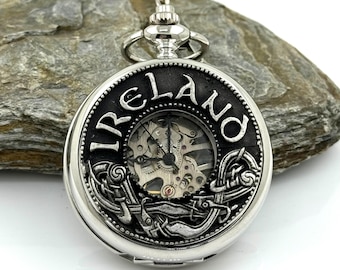 Mullingar Pewter Mechanical Pocket Watch with Ireland/Kells Design