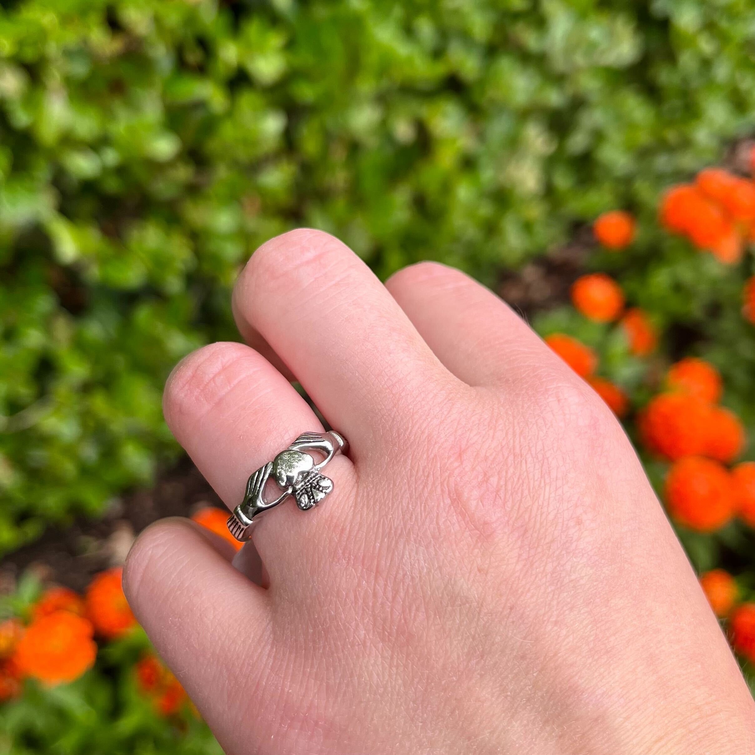 Claddagh Ring in Stainless Steel, Irish Ring, Heart Ring, Clatter Ring ...