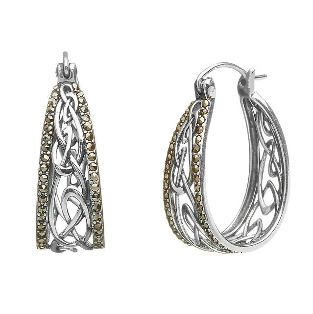 Marcasite Celtic Hoop Earrings Etsy