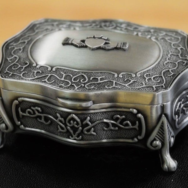 Vintage Pewter Irish Jewellery Box