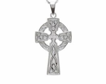 Croix celtique en argent sterling gravée à la main